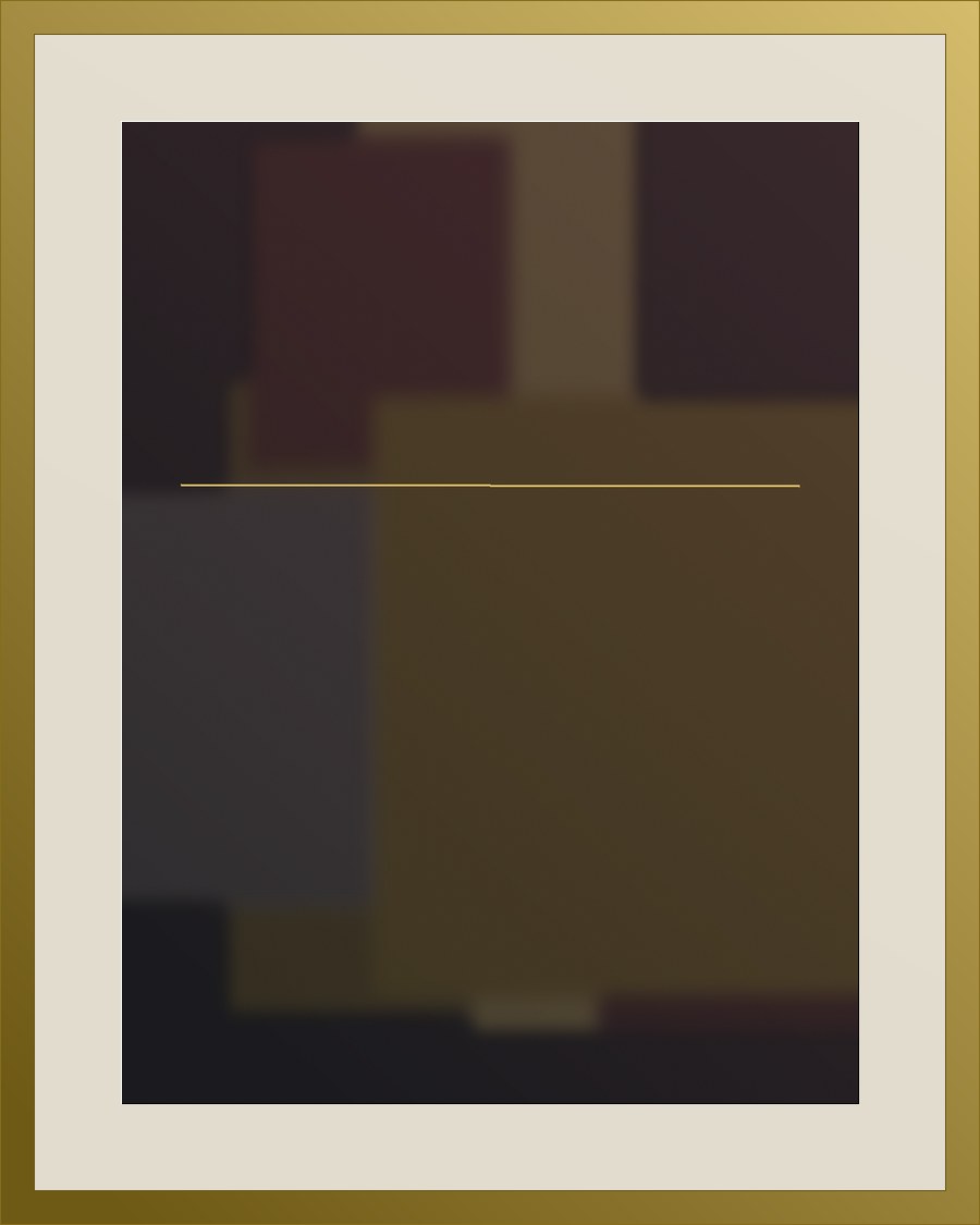 An abstract work matted in cream and framed in gold